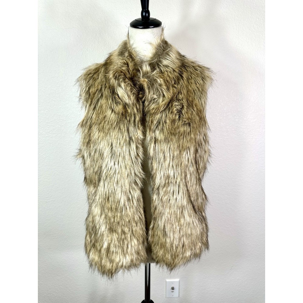 Ci Sono By Cavalini Womens Brown Tan Faux Fur Sleeveless Winter Vest XL